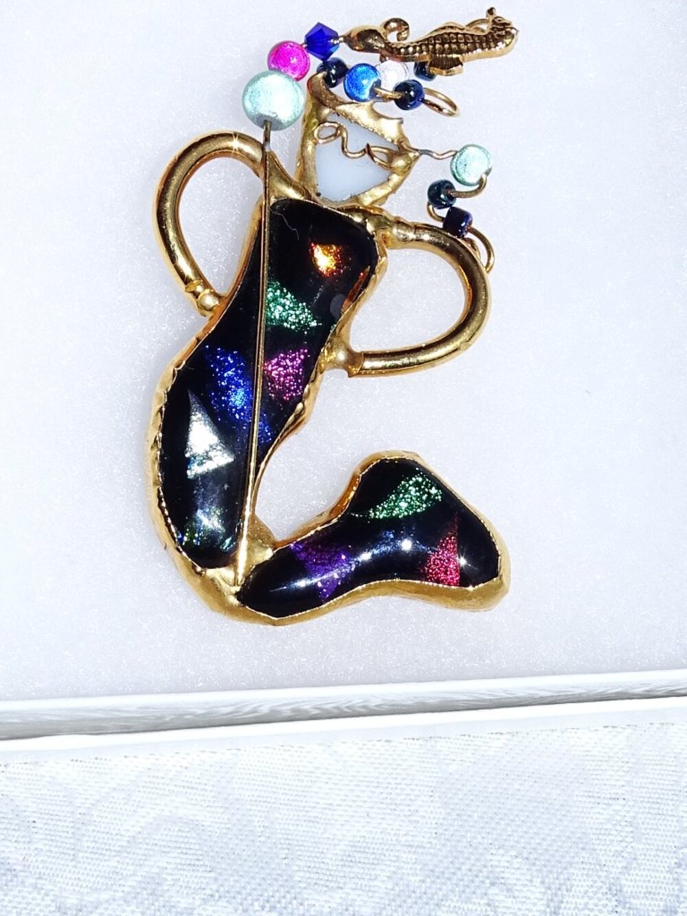 Hand -Crafted Dichoric Glass Mermaid Pin Brooch